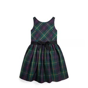 Polo by Ralph Lauren Plaid Kids Dress with Black Bow